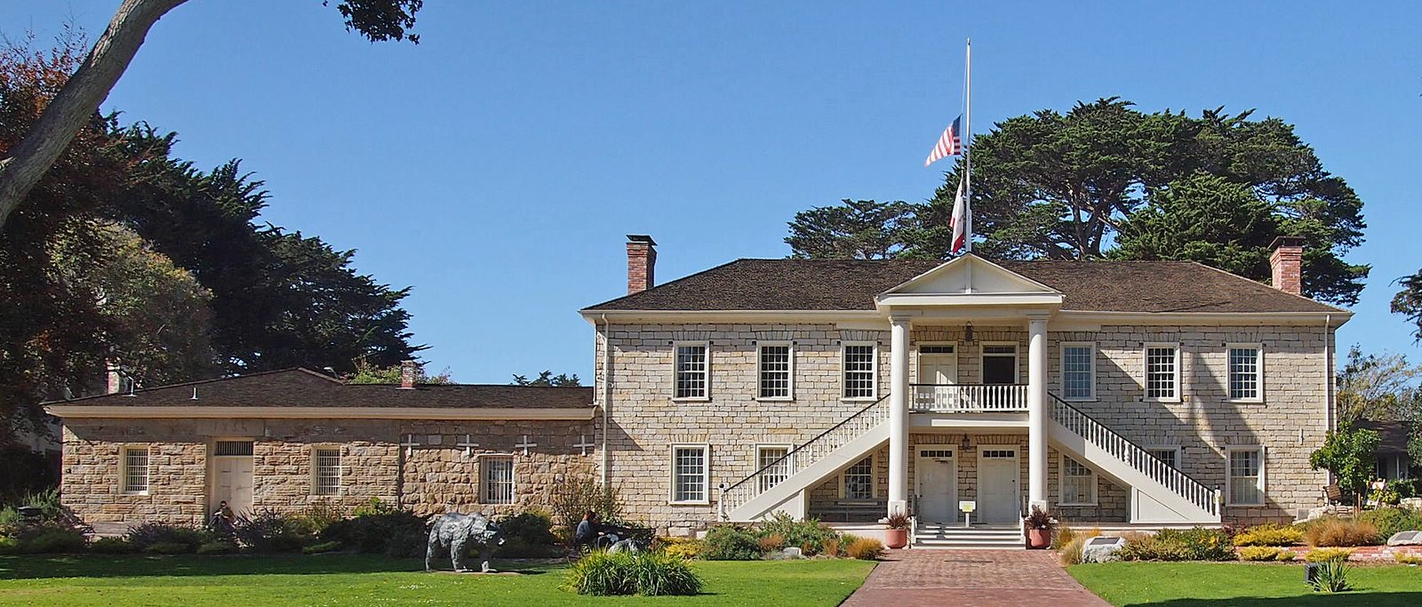 Colton Hall stands beside the granite Old Monterey Jail in the Monterey Old Town Historic District. On Tuesday, the Board of Supervisors voted unanimously to halt new detention construction on unincorporated county land.