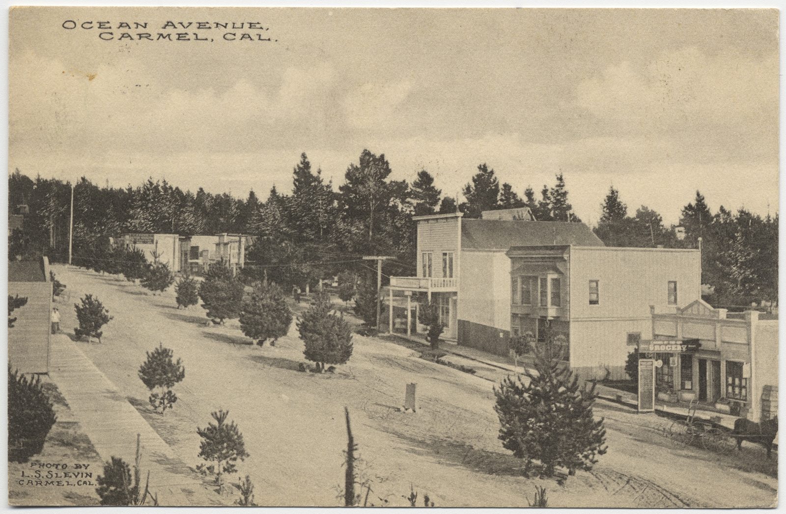 Ocean Avenue in 1910, when Carmel-by-the-Sea was a young artists' colony. The village has kept its storybook character for more than a century.
