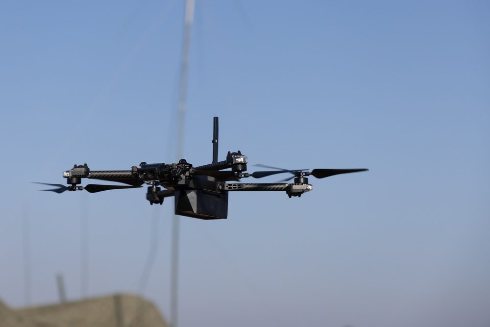 A Skydio drone in flight during an exercise in Romania on Nov. 18, 2024. Sheriff's officials told the board the aircraft could answer calls for service as first responders and cross the county's large distances quickly.